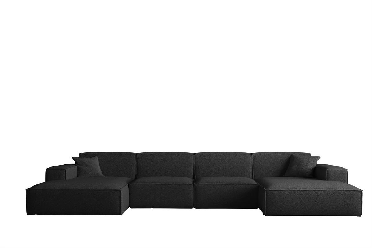 WOHNLANDSCHAFT Celes Premium Bukla - Schwarz, Holzwerkstoff/Textil (379/73/165cm) - Fun Möbel