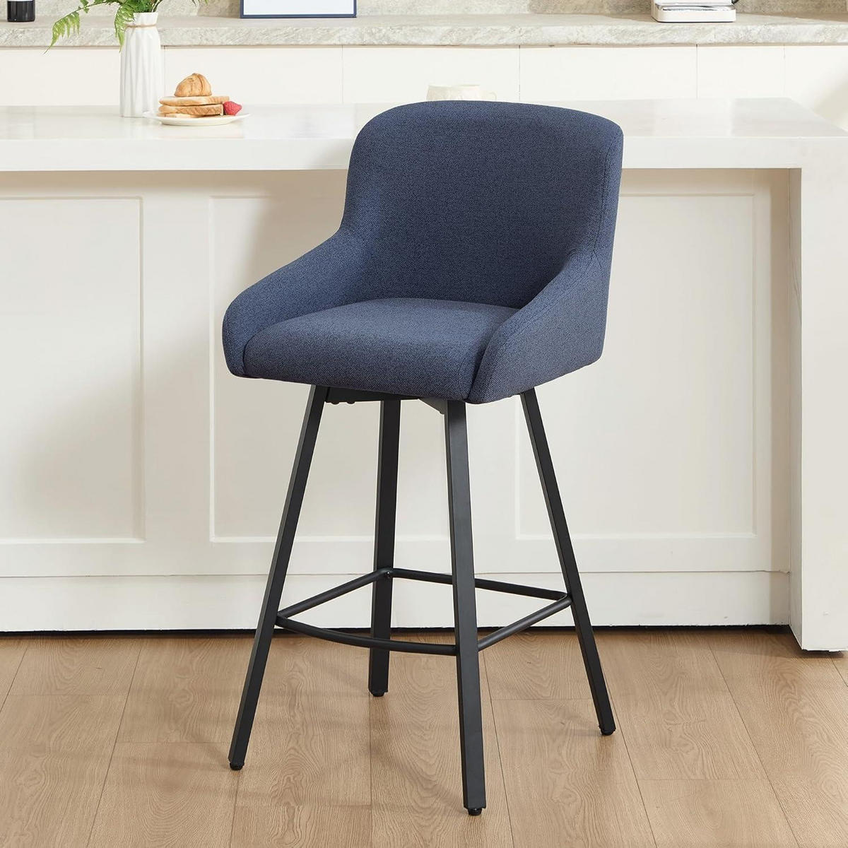 BARHOCKER 360° drehbar mit Fußstütze 66,5 cm blau 1er Set - Blau, Textil (49/110/38cm)