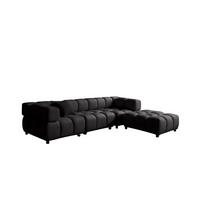 ECKSOFA L-Form Bolla, stoff Bluvel, Schwarz, Rechts - Schwarz, Holz (288/192cm) - Kaiser Möbel