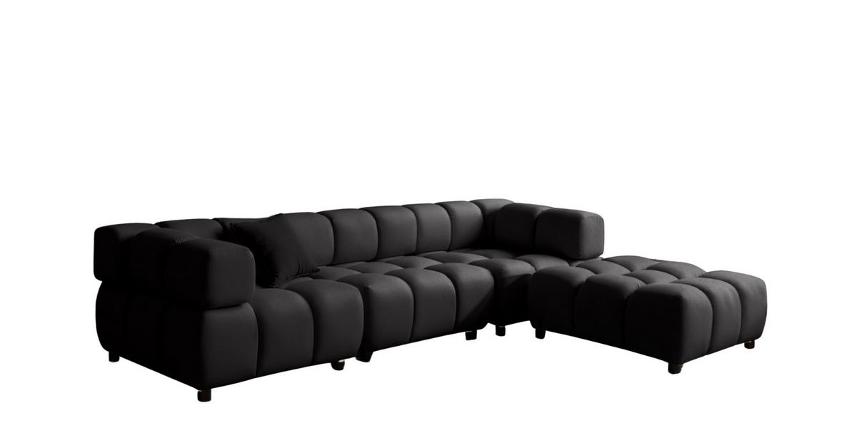 ECKSOFA L-Form Bolla, stoff Bluvel, Schwarz, Rechts - Schwarz, Holz (288/192cm) - Kaiser Möbel