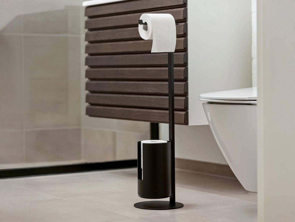 TOILETTENPAPIERHALTER Rim schwarz 70/20/20 cm freistehend - Schwarz, Metall (13/13/21cm) - Zone Denmark