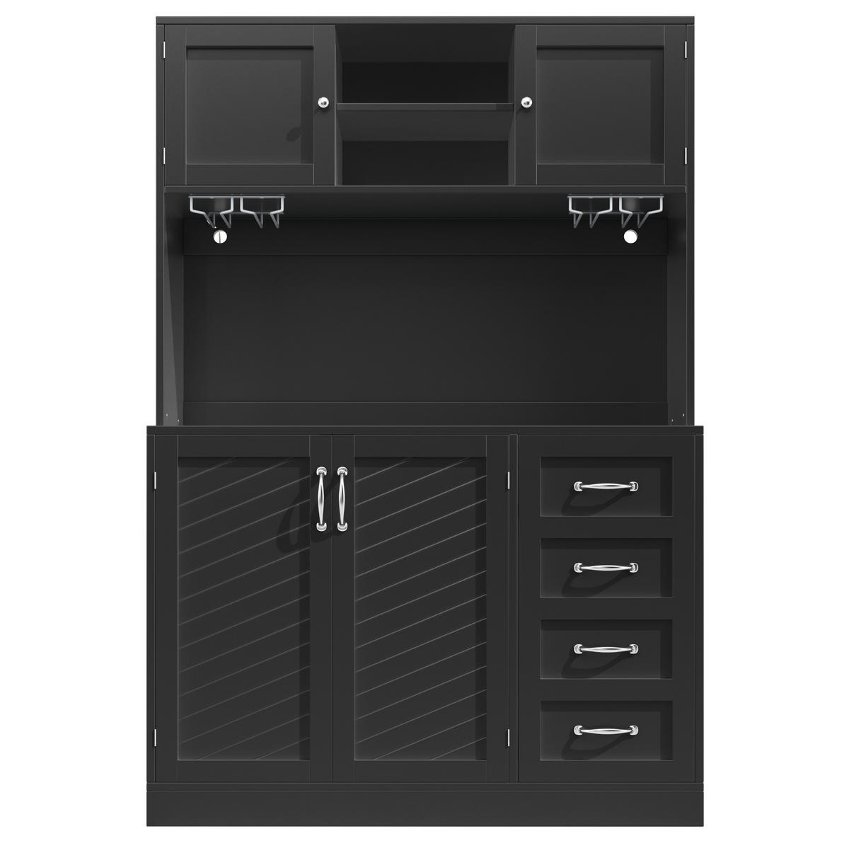 BUFFET 120/40/188 cm aus MDF mit LED-Beleuchtung Schwarz - Schwarz, Holzwerkstoff (120/188/40cm) - Modenvie
