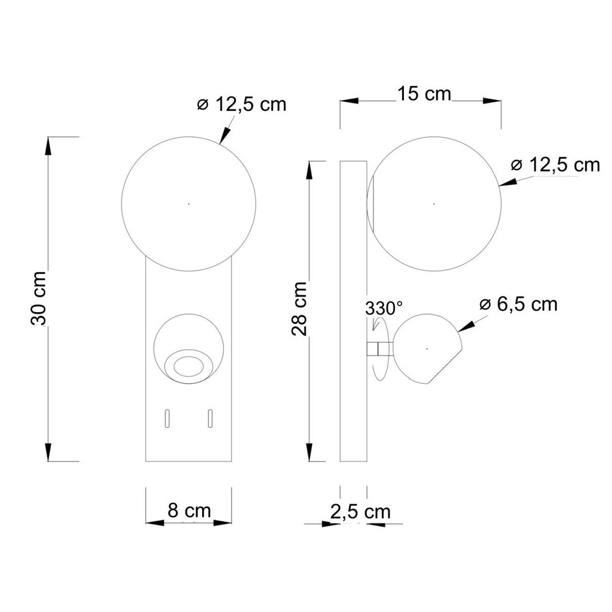 WANDLEUCHTE Avelysa, Schwarz und weiß, 30cm - Weiß, Glas (8/30/15cm) - KOSILUM