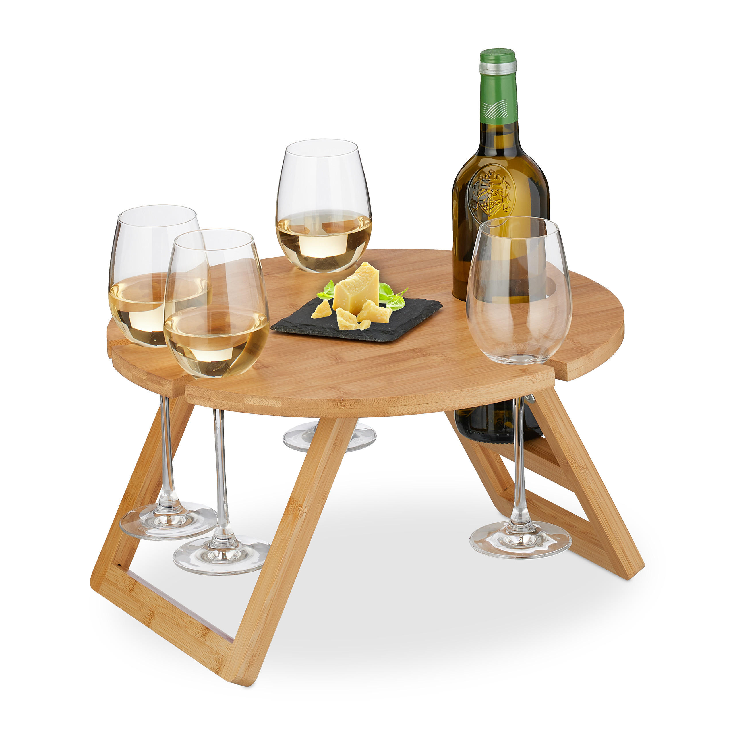 MASA Natural bambus pliabilă pentru vin 4 pahare 39 cm