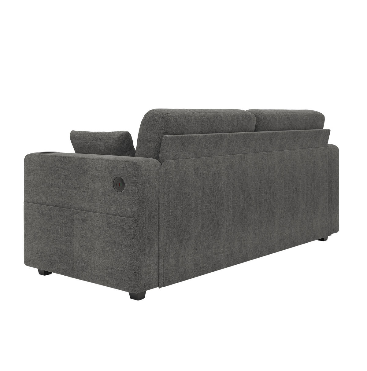 2-SITZER-SOFA 172/75/82 cm mit USB-Anschlüssen, Stauraumschubladen und Getränkehaltern, Chenille, Grau - Grau, Textil (172/82/75cm) - Redom