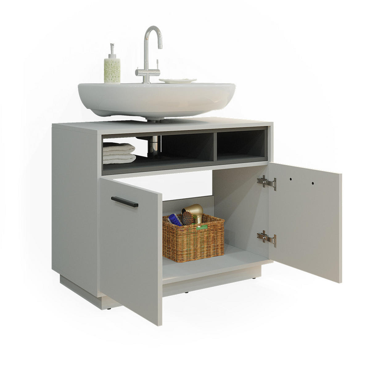 WASCHBECKENUNTERSCHRANK Beatrice Grau 80 x 64 cm - Grau, Holzwerkstoff (80/64/40cm) - Vicco