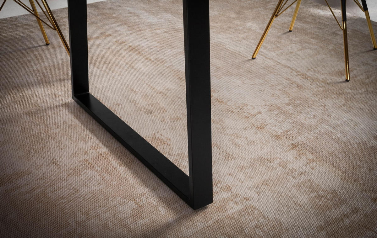 ESSTISCH Massivholz Baumkante Schwarz Metall Handgefertigt TARN, Goldbraun-Schwarz 120x60x76 cm - Schwarz/Braun, Holz (60/120/76cm) - KADIMA DESIGN