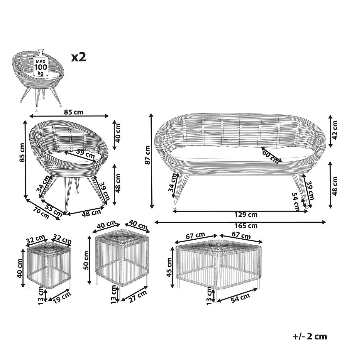 4-SITZER LOUNGE SET Rattan Natürlich Maratea/Cesenatico - Naturfarben, Naturmaterialien - Beliani