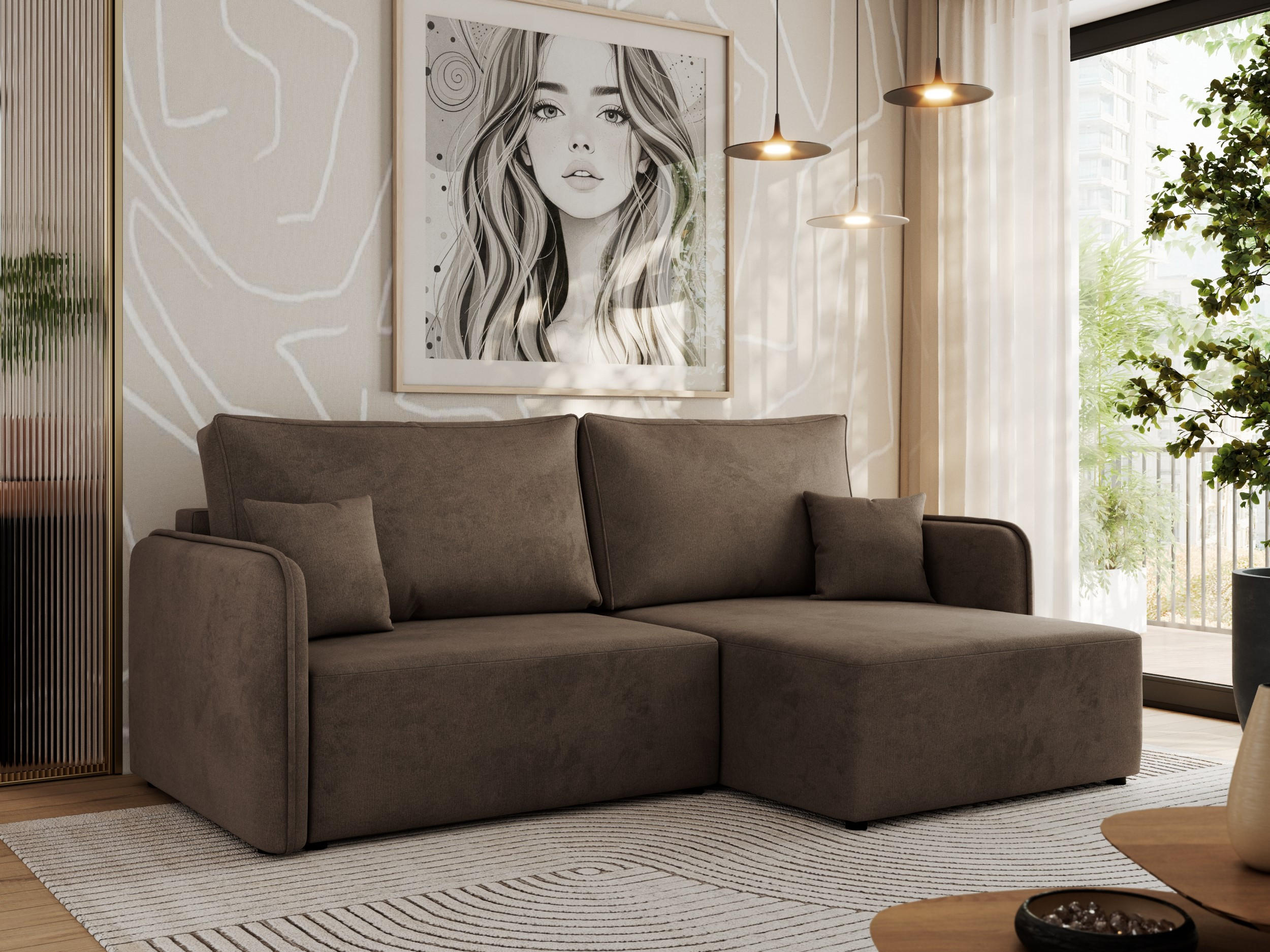 ECKSCHLAFSOFA MESTO L Braun Velvet - rechts - Schwarz/Braun, Kunststoff/Textil (147/227cm) - MKS