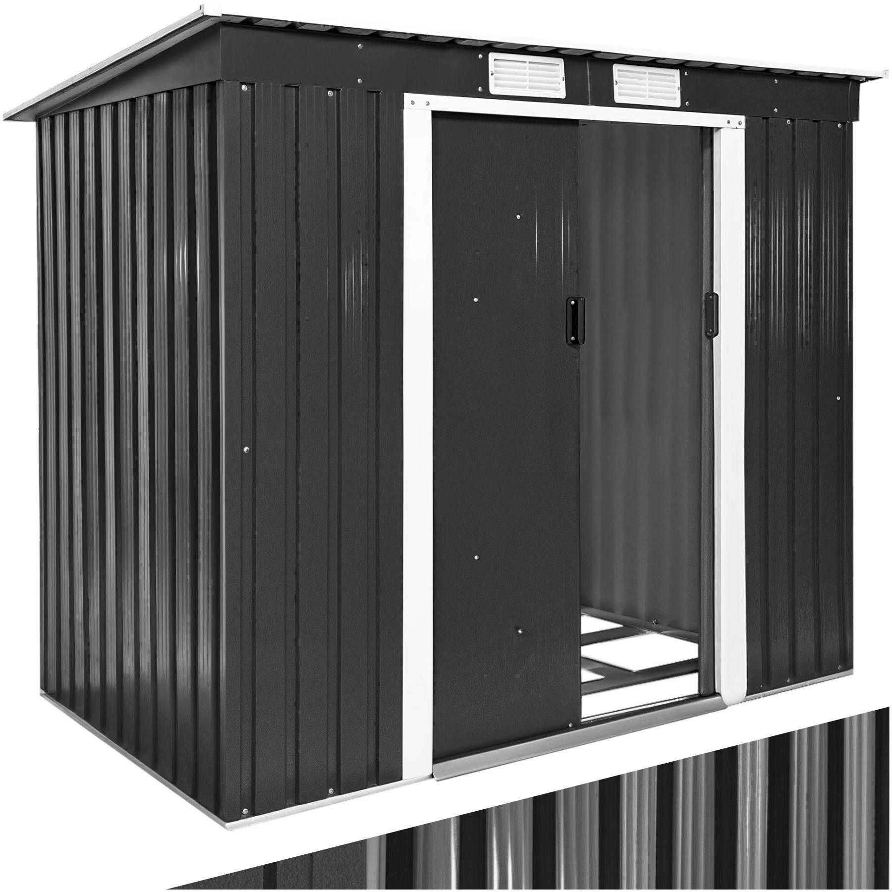 GARTENHAUS mit Pultdach, 213 x 130 x 173 cm,grau/weiß - Weiß/Grau, Metall (130/173/213cm) - tectake
