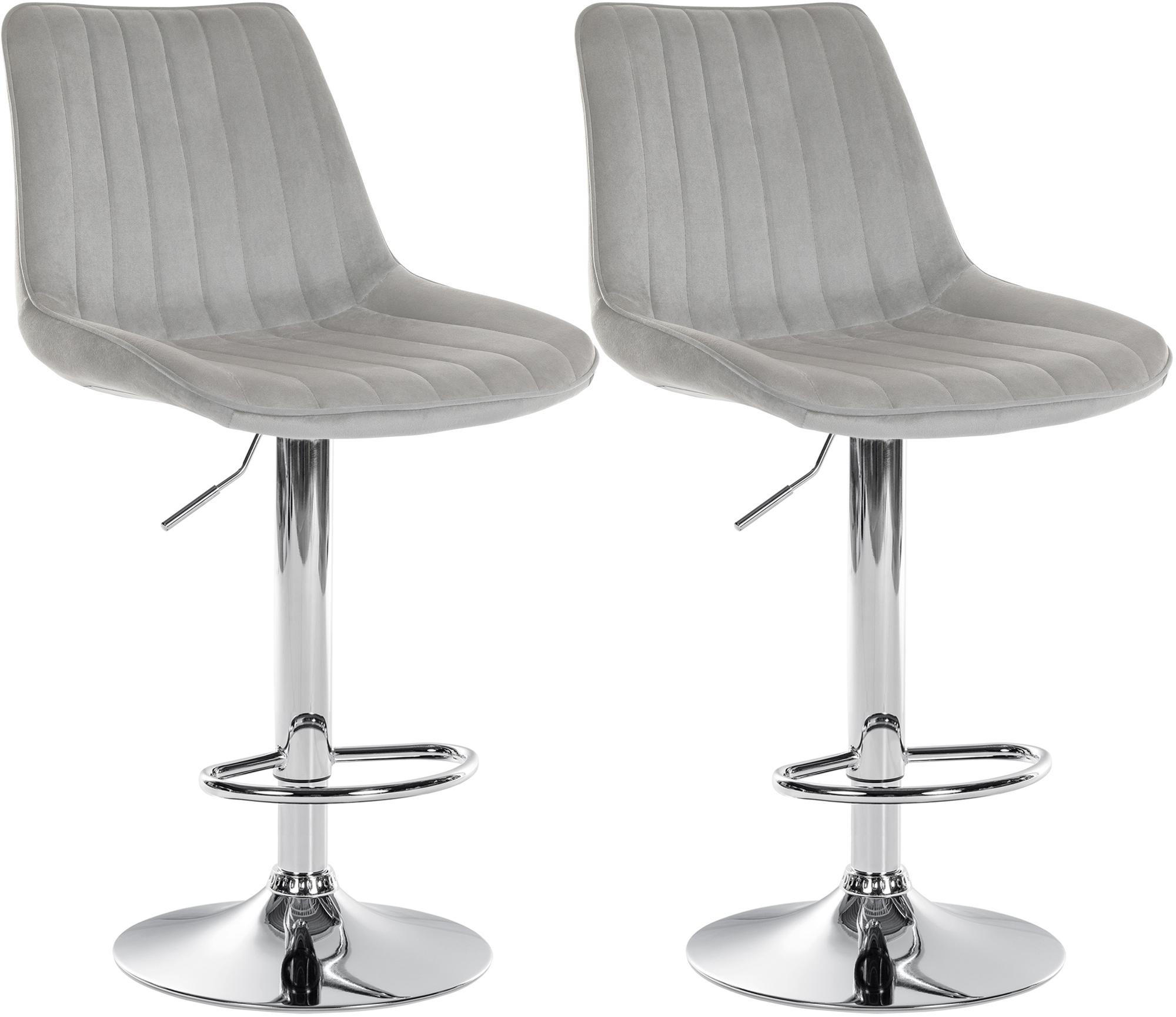 BARHOCKER 2er Set Samt Grau - Grau, Textil/Metall (49.5/91/50cm) - CLP