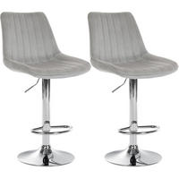 BARHOCKER 2er Set Samt Grau - Grau, Textil/Metall (49.5/91/50cm) - CLP