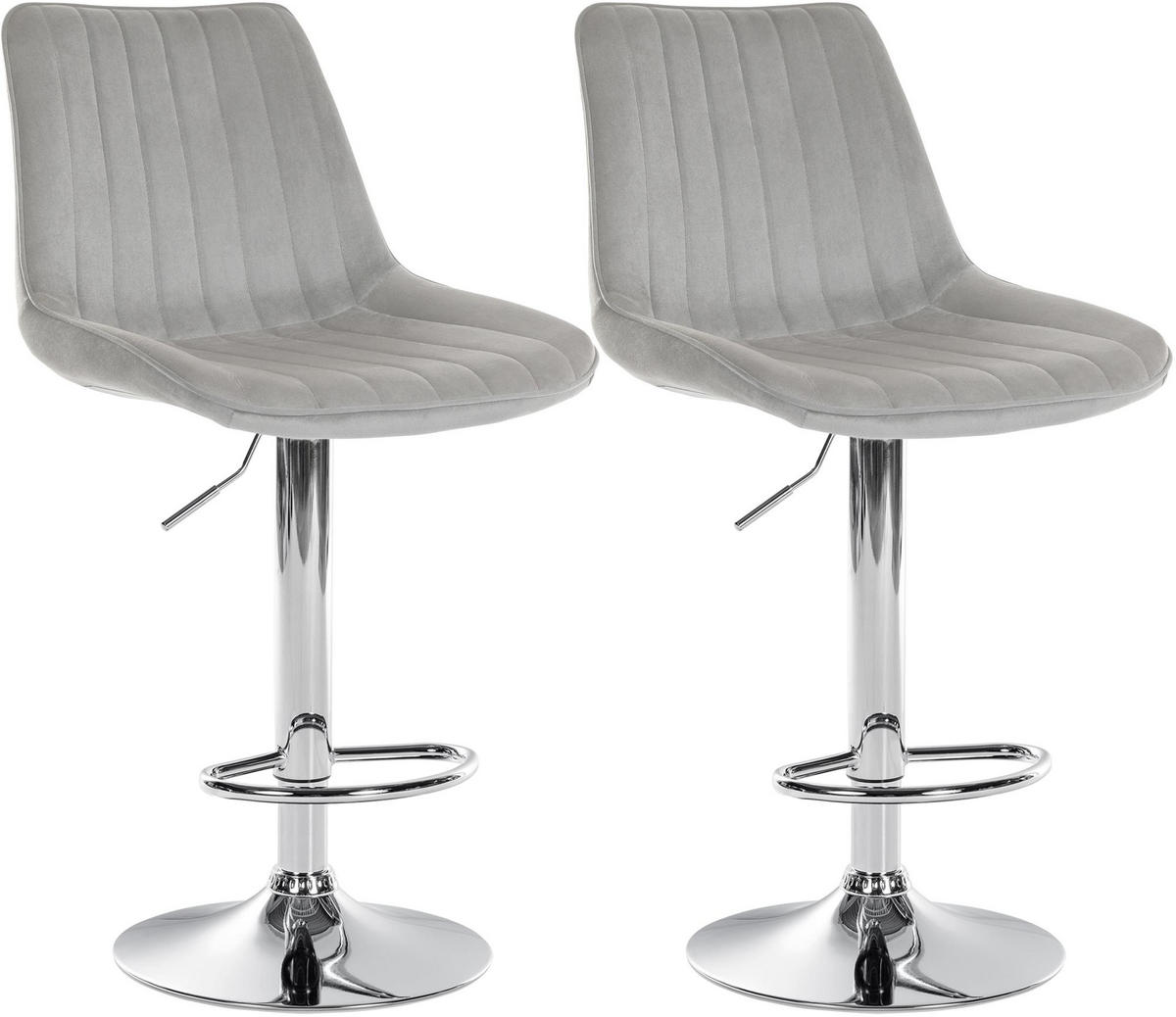 BARHOCKER 2er Set Samt Grau - Grau, Textil/Metall (49.5/91/50cm) - CLP