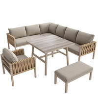 GARTENMÖBEL 238x61x78cm beige aus Eisen und mit Kissen - Beige, Metall - Modfu