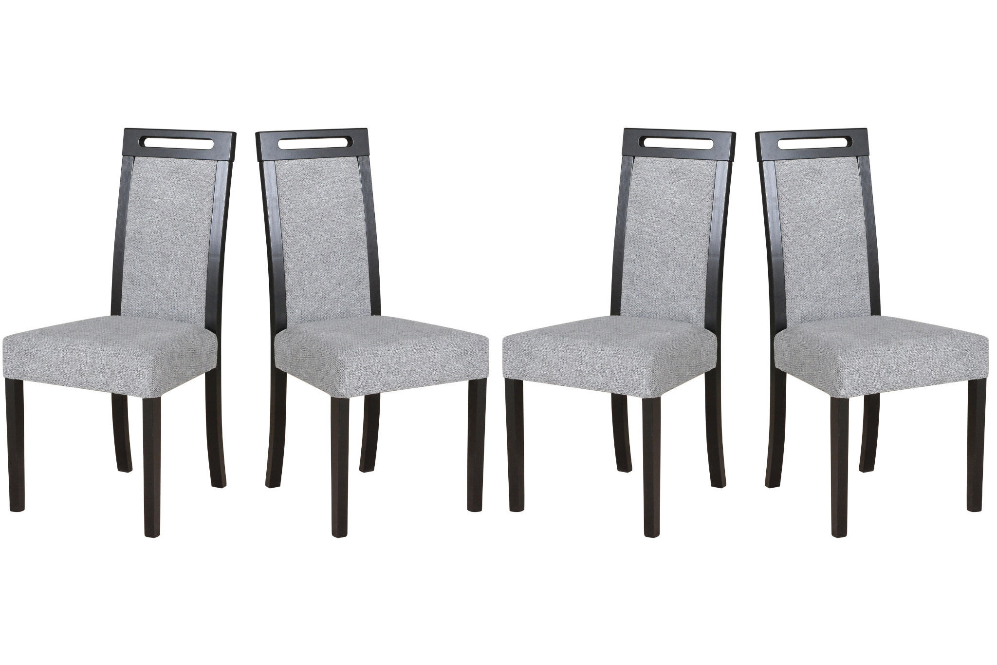 ESSZIMMERSTUHL 4x "Roma 5", schwarz, aragon 93 - Beige/Weiß, Holz (45/86/41cm) - Leaf Design