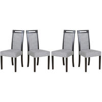 ESSZIMMERSTUHL 4x "Roma 5", schwarz, aragon 93 - Beige/Weiß, Holz (45/86/41cm) - Leaf Design