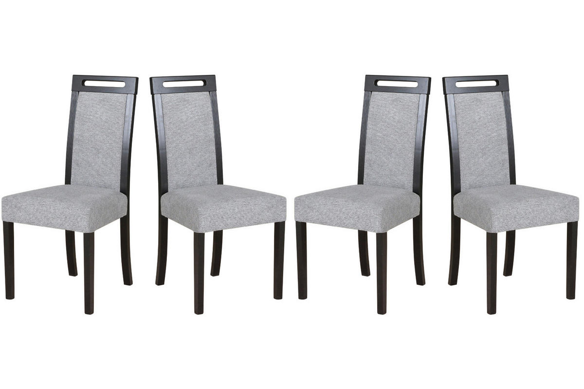 ESSZIMMERSTUHL 4x "Roma 5", schwarz, aragon 93 - Beige/Weiß, Holz (45/86/41cm) - Leaf Design