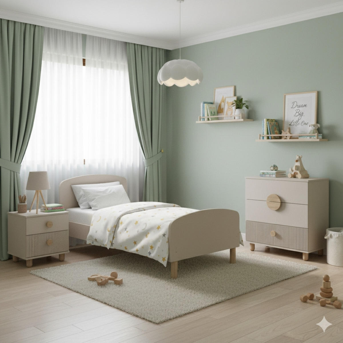 KINDERKOMMODE Bebella - Beige, Naturmaterialien (48/90/80cm) - kiki design