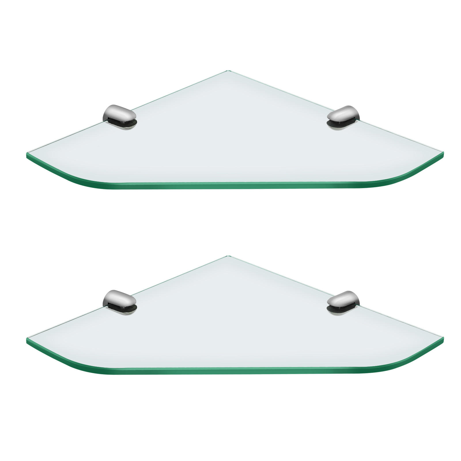 GLASABLAGE 23/23 cm Eckablage für Badezimmer Glas Transparent Chrom 2-tlg. - Transparent, Glas (23/0.6/23cm) - S'AFIELINA