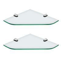 GLASABLAGE 23/23 cm Eckablage für Badezimmer Glas Transparent Chrom 2-tlg. - Transparent, Glas (23/0.6/23cm) - S'AFIELINA