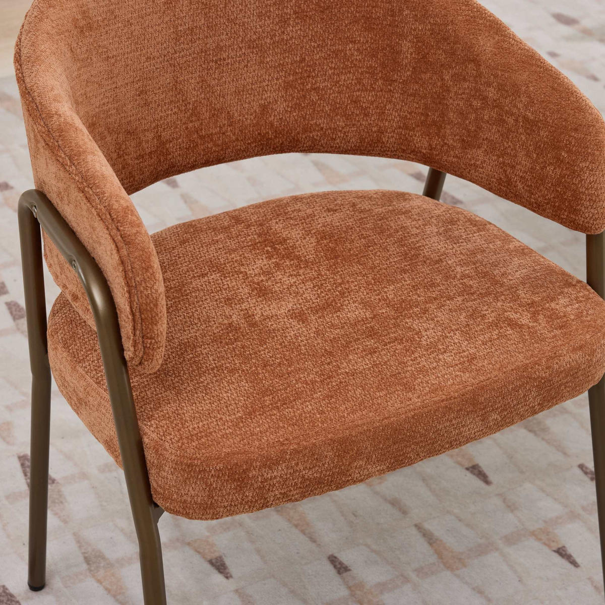 JÍDELNÍ ŽIDLE žinylka oranžová s ergonomickými područkami a kovovými nohami - pomerančová, textil (57/79.5/54.5cm) - Urban Meuble