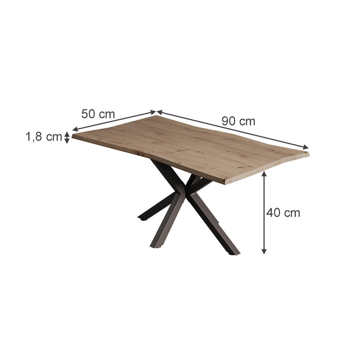 COUCHTISCH Yan Artisan 90 x 50 cm - Hellgrau, Holzwerkstoff (50/90/40cm) - Vicco