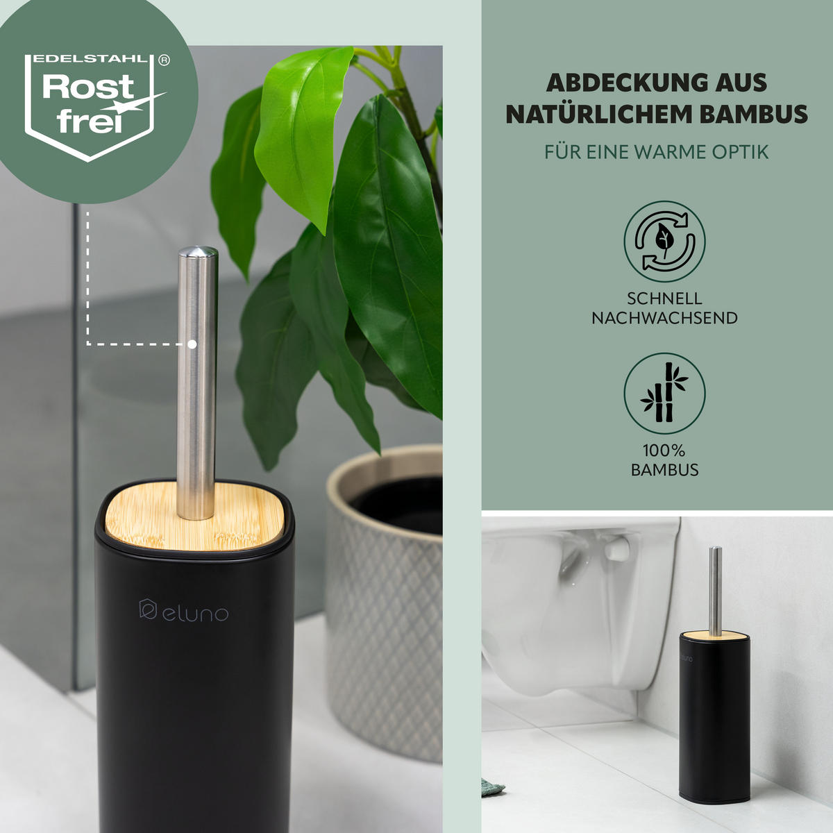 WC-GARNITUR FRAMURA, schwarz, Metall - Schwarz, Metall (9.5/37.5/9.5cm) - eluno