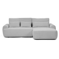 ECKSCHLAFSOFA Oliver im Bouclé-Gewebe, Hellgrau, rechts - Hellgrau/Schwarz, Textil (266/160cm) - Beautysofa