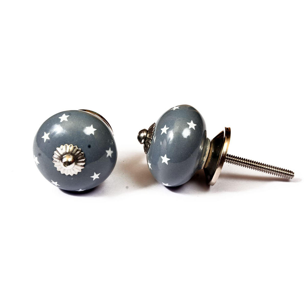 KERAMIKKNÖPFEN Set mit 8 in Weiß und Grau 40 mm Durchmesser. - Hellblau, Keramik (4/4/6.9cm) - Nacnic