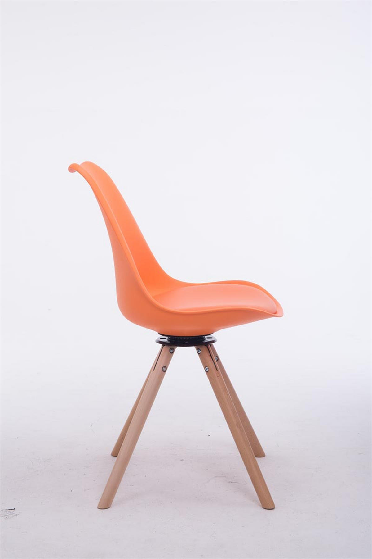 STUHL Lederlook orange - Eukalyptusholzfarben/Orange, Holz/Textil (48/84/56cm) - CLP