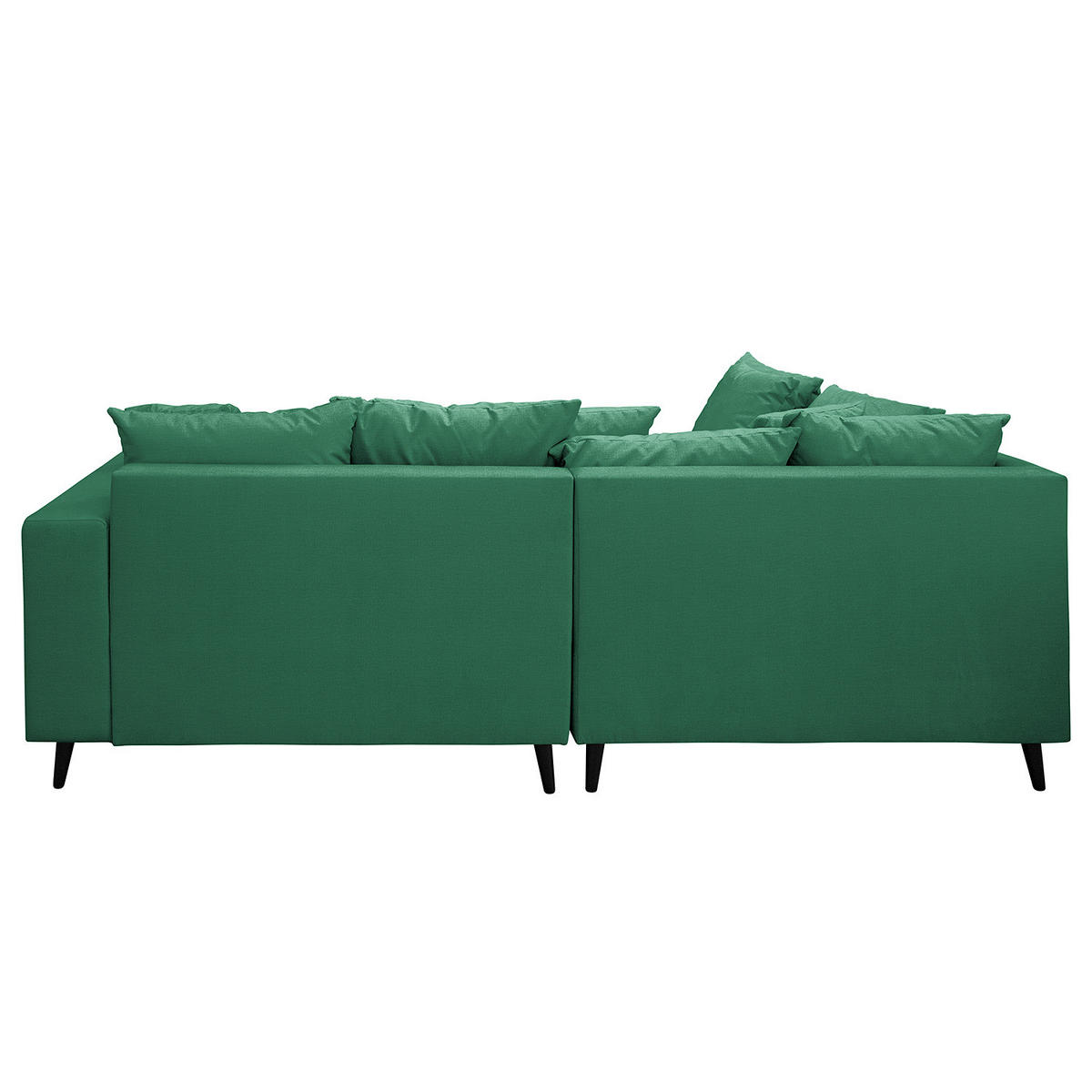 ECKSOFA mit Ottomane und Hocker - Dunkelgrün/Schwarz, Birkenholz/Textil (247/174cm) - home24