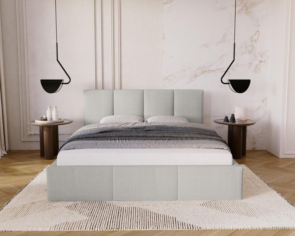 POLSTERBETT Celano Slim 140x200 cm, Grau - Grau, Textil (140/200cm) - Fedve