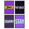 POSTER Set mit 4 lila Etikettendesign und Motivationsnachrichten A3 Rahmenlos - Klar, Papier (29.7/3cm) - Nacnic