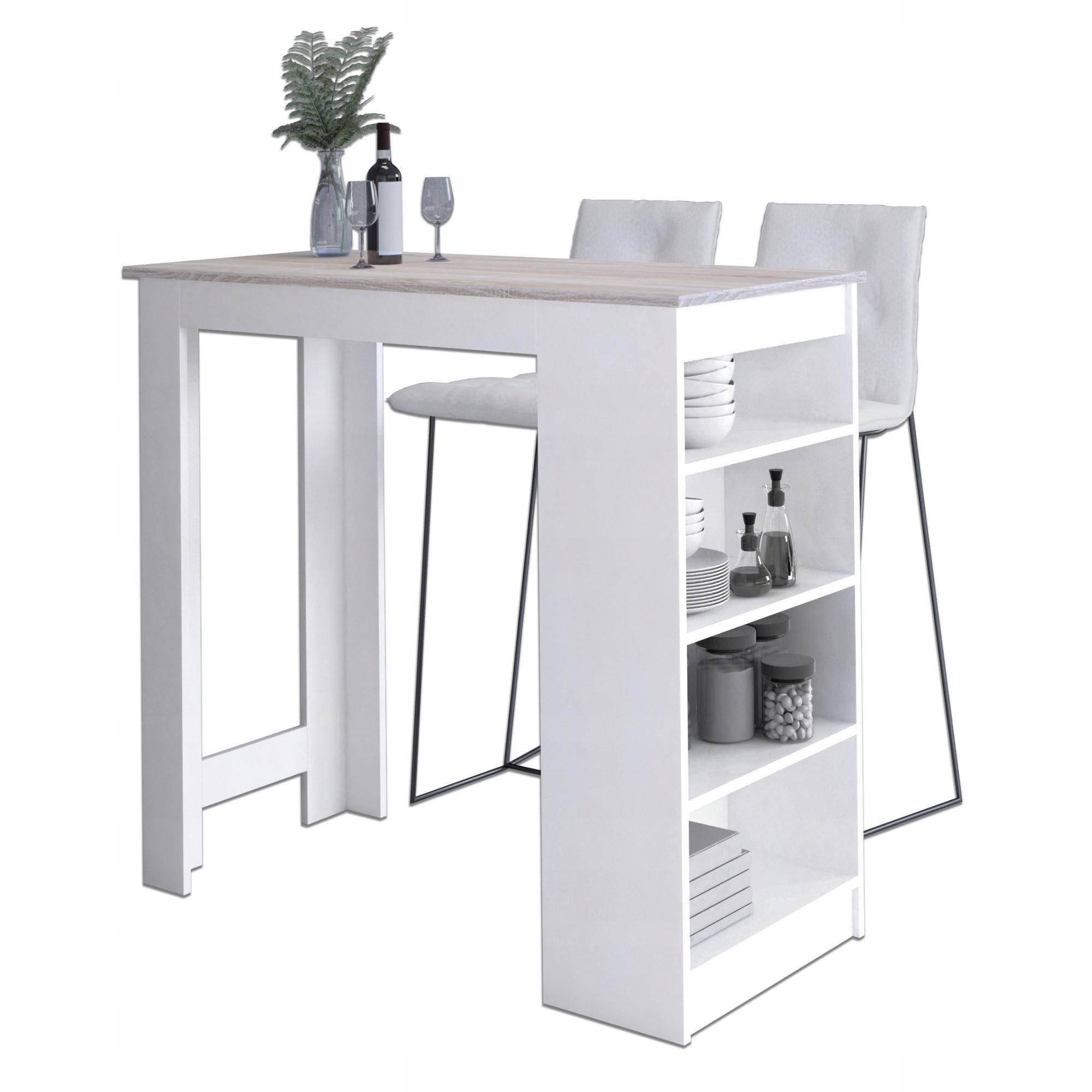 Akord Bartisch Weiß, Sonoma Eiche 115x103x50 cm