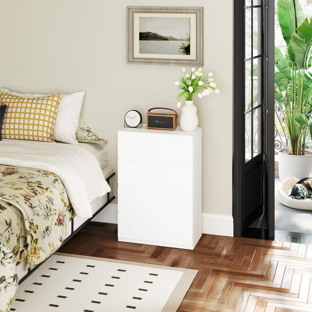 SCHUBLADENSCHRANK, MDF, Weiß, 55 x 33 x 80 cm - Weiß, Metall (33/80/55cm) - HOMCOM