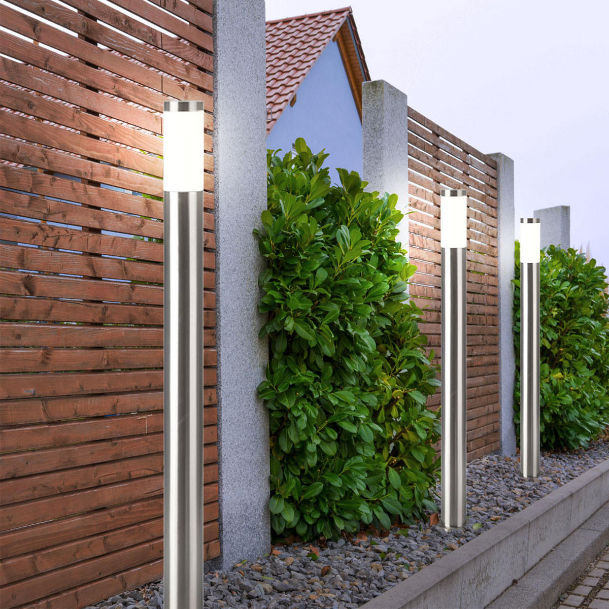 STEHLEUCHTE Edelstahl Silber 3er Set - Silberfarben, Metall (7.6/7.6/110cm) - Globo Lighting