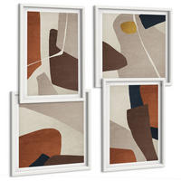 BILDER SET 4er Set - 50x50 cm & 40x60 cm Weißer Rahmen - Abstrakte moderne Formen - Weiß, Kunststoff (50/50cm) - TULUP
