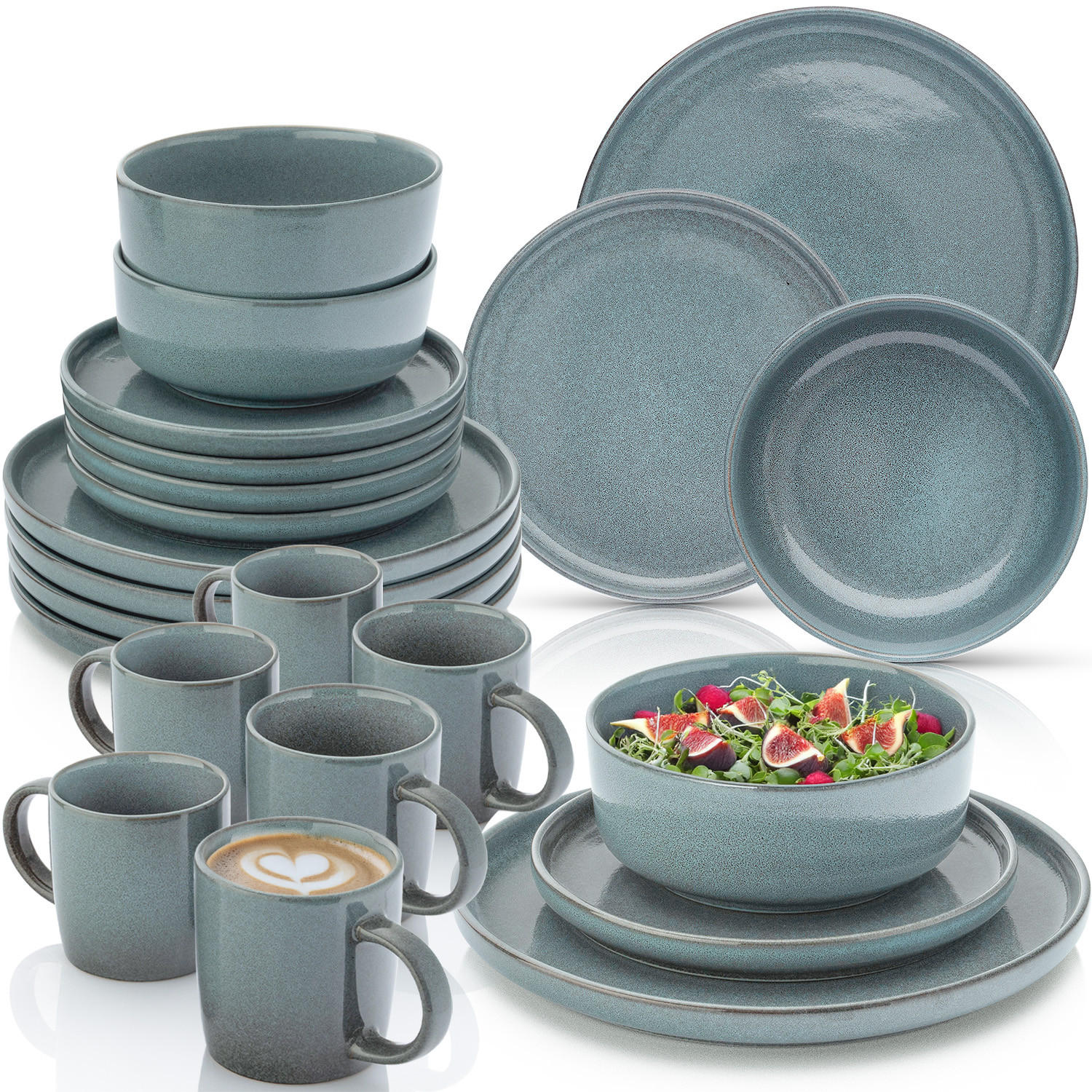 KOMBISERVICE KAIRO OCEAN - 24 teilig aus Steingut - Blau, Stein (50/30/80cm) - Sänger