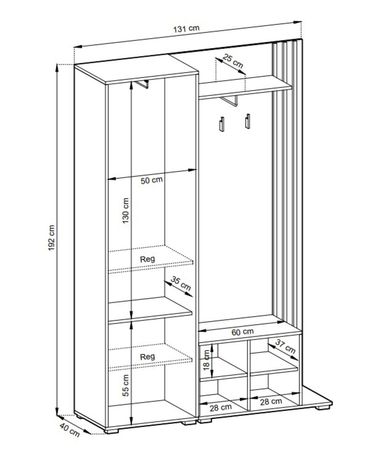 GARDEROBENSCHRANK - JOHN (Artisan + Mit Kissen) - Eiche Artisan, Holzwerkstoff (135/197/40cm)
