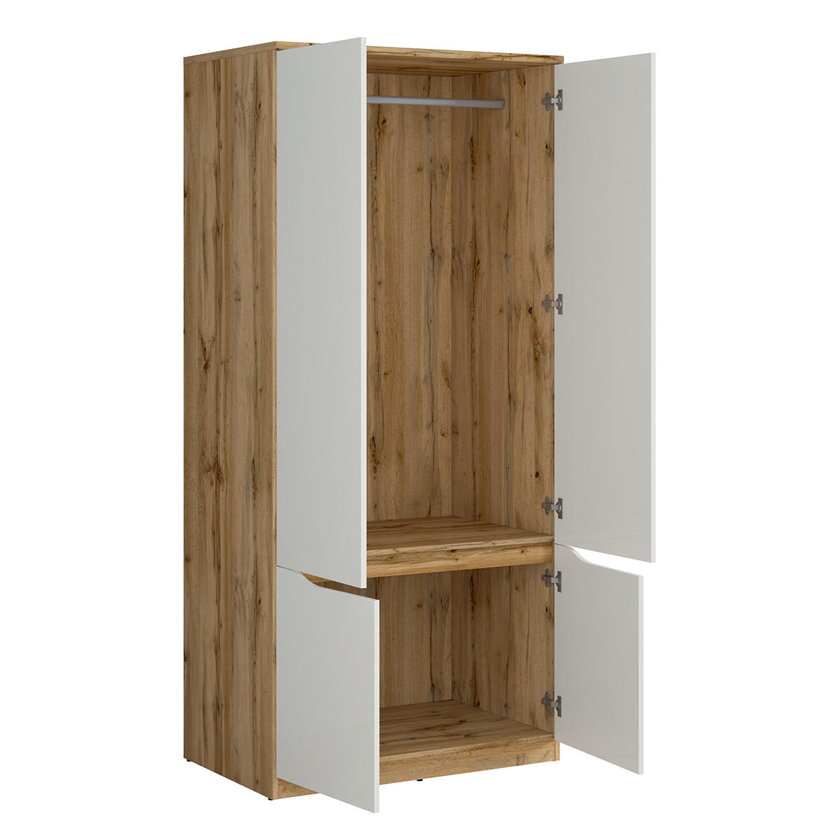 SKŘÍŇ 2DVEŘOVÁ June Bílá a dřevo - bílá, kompozitní dřevo (90/198/58cm) - Petits-meubles