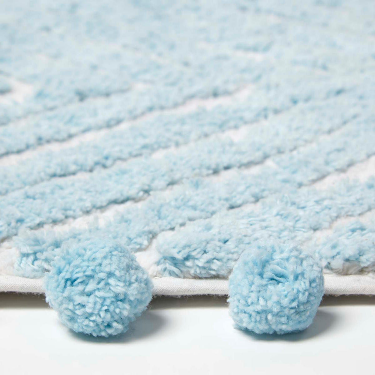 BADEMATTE 50/80 cm Chevron, Baumwolle - Hellblau, Textil (50/80cm) - Homescapes