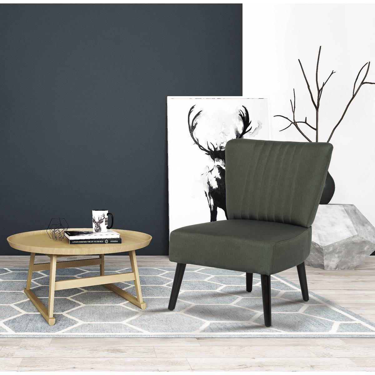 SESSEL aus Stoff "Zoé"- Dunkelgrau - Dunkelgrau, Textil (72/64cm) - Habitat Garten