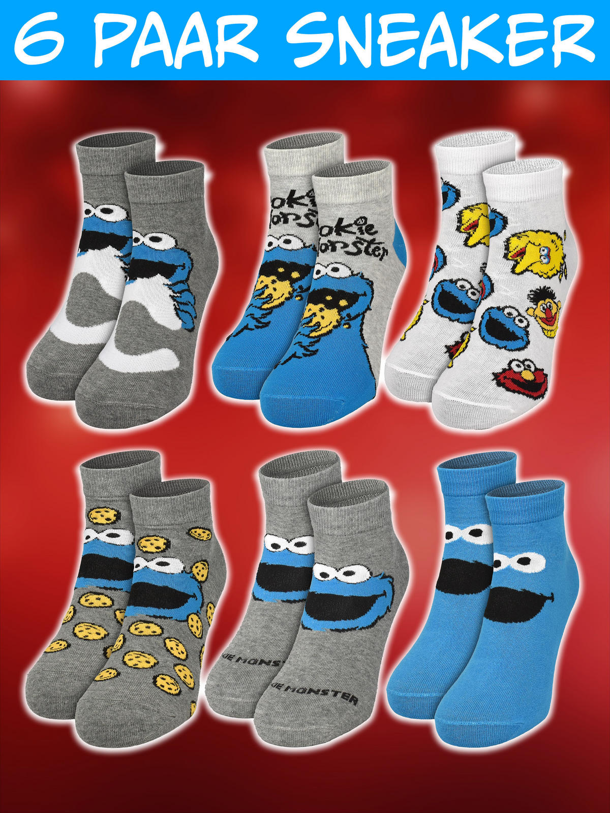ADVENTSKALENDER Sesamstraße mit 12 Paar Socken Größe 40-45 - Multicolor, Textil (37/5/26.5cm) - United Labels