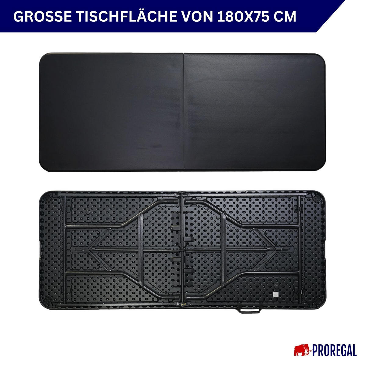 BUFFETTISCH klappbar 180x75cm 8 Personen Kunststoff Schwarz - Schwarz, Kunststoff (75/180/74cm) - CHEFGASTRO