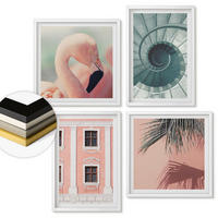 WANDBILDER 4er-Set - 50x50 cm & 40x60 cm Weißer Rahmen - Architektur-Pastellmuster - Weiß, Kunststoff (50/50cm) - ArtPrintCave