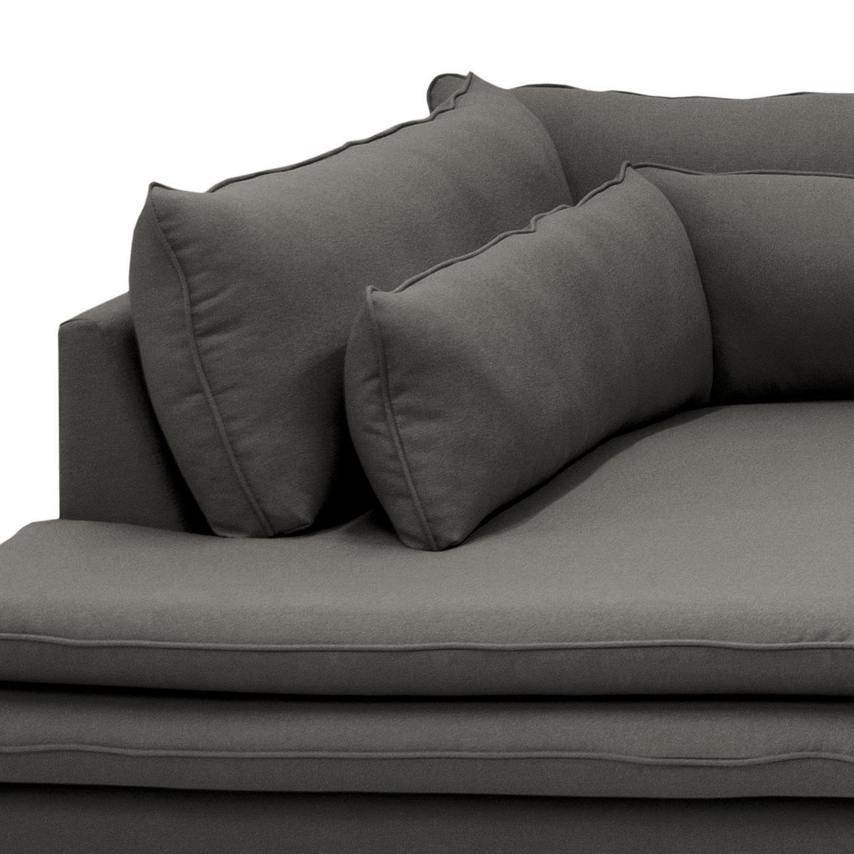 ECKSOFA mit Husse - Ottomane, Webstoff - Anthrazit/Schwarz, Kunststoff/Textil (299/222cm) - home24