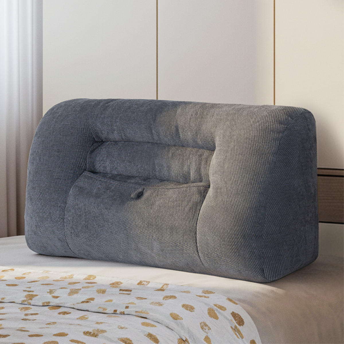 RÜCKENSTÜTZKISSEN für Sofa Bett Chenille 90cm Grau - Grau, Textil (90/22cm) - Vercart