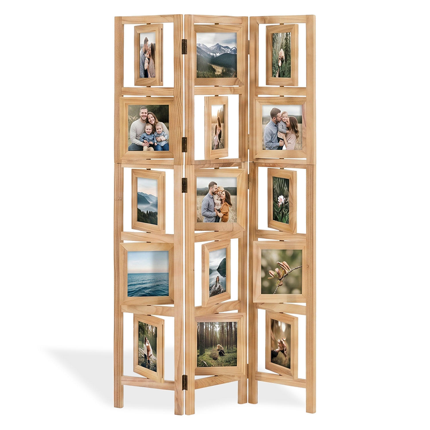 PARAVENT 3-tlg. 93/161 cm Hellbraun Fotowand - Hellbraun, Holz (93/160/2cm) - Homestyle4u