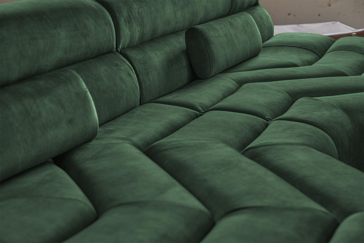 BIG SOFA MIT KISSEN TARA Grün Velvet - Grün, Textil (286/76/143cm) - KAWOLA