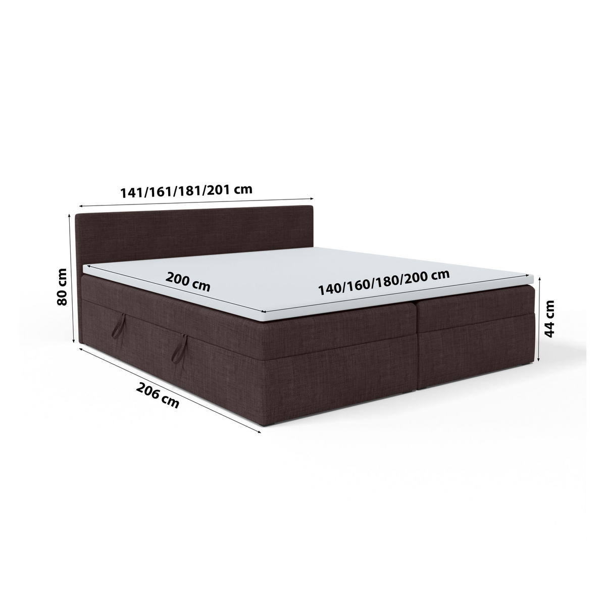 BOXBETT Verdig mit Bettkasten 160x200 Schwarz - Schwarz, Holz (160/200cm) - Fedve